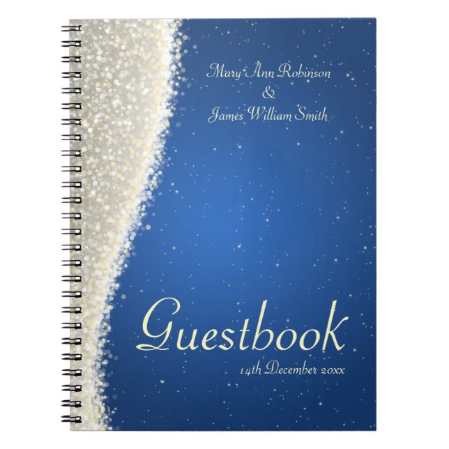 Hochzeitguestbook-Blendungs-Glitzern blau Notizblock (Vorderseite)