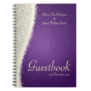 Hochzeitguestbook-Blendungs-Glitzern lila Notizblock
