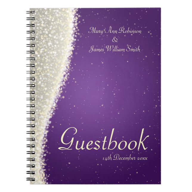 Hochzeitguestbook-Blendungs-Glitzern lila Notizblock (Vorderseite)