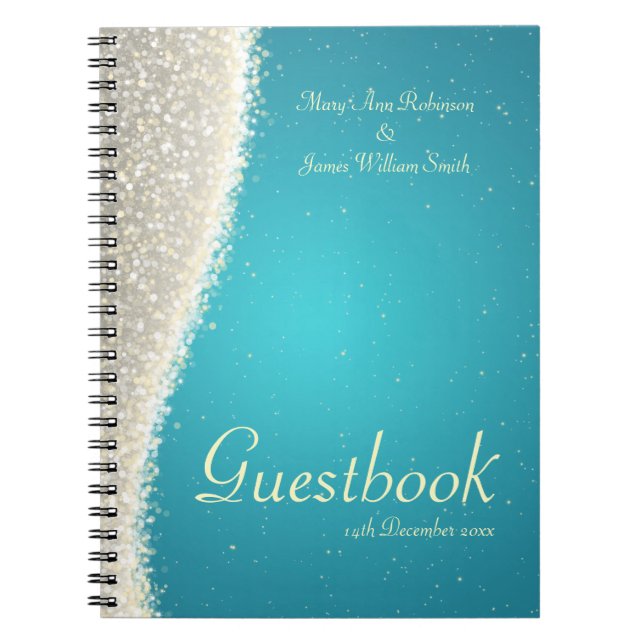 Hochzeitguestbook-Blendungs-Glitzern-Türkis Notizblock (Vorderseite)