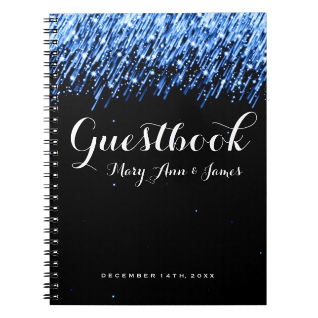 Hochzeitguestbook-fallende Sterne "Saphir-Blau " Notizblock (Vorderseite)