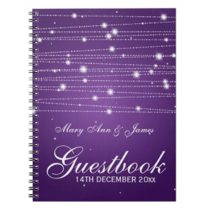 Hochzeitguestbook-funkelnde Linien lila Notizblock
