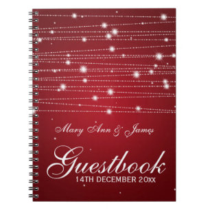 Hochzeitguestbook-funkelnde Linien rot Notizblock