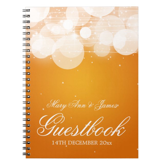 Hochzeitguestbook-Glühen-u. Schein-Orange Notizblock (Vorderseite)