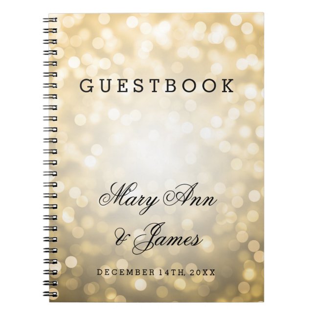 Hochzeitguestbook-GoldGlitzer-Lichter Notizblock (Vorderseite)