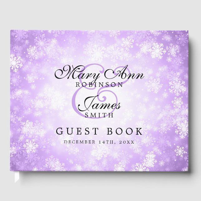 Hochzeitguestbook Lila Winter Wonderland Gästebuch (Vorderseite)
