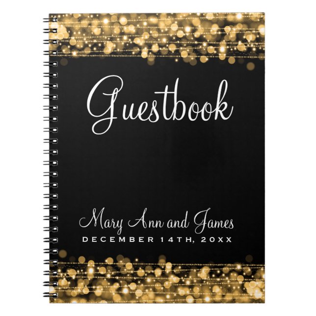 Hochzeitguestbook-Party-Glitzern-Gold Notizblock (Vorderseite)
