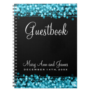 Hochzeitguestbook-Party-Glitzern-Türkis Notizblock