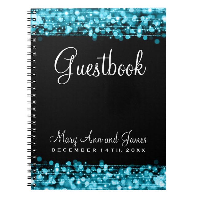 Hochzeitguestbook-Party-Glitzern-Türkis Notizblock (Vorderseite)