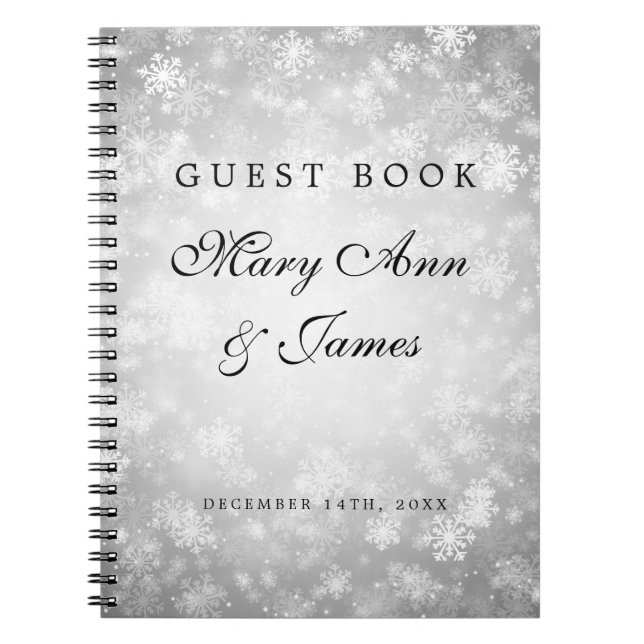 Hochzeitguestbook-Silber-Winter-Märchenland Notizblock (Vorderseite)