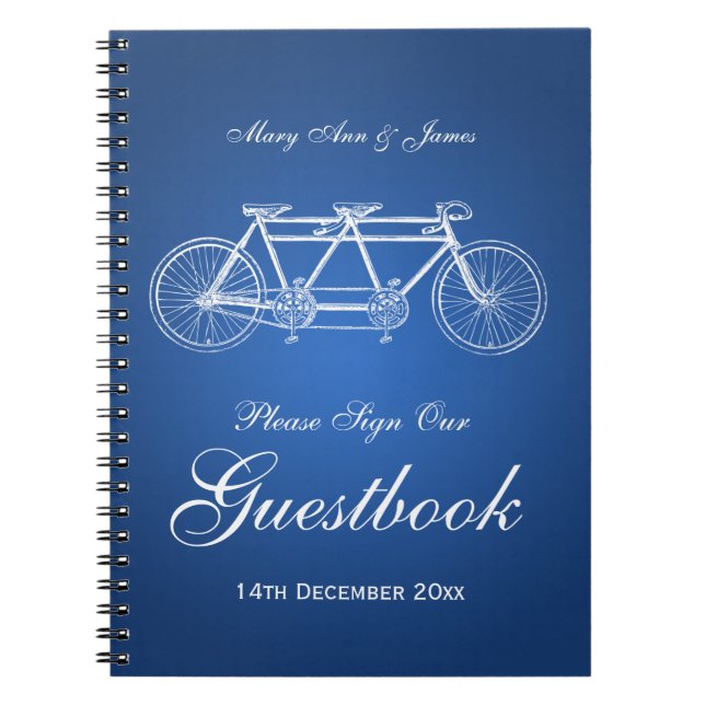 Hochzeitguestbook-Tandemfahrrad-Blau Notizblock (Vorderseite)