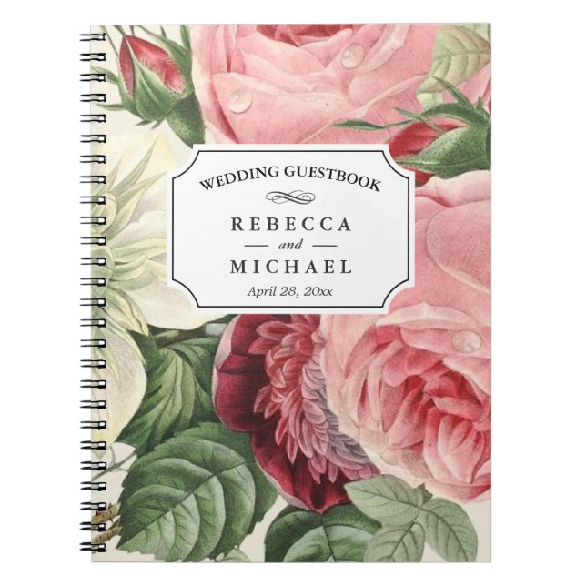 HochzeitGuestbook - Vintage botanische Blumen Notizblock (Vorderseite)