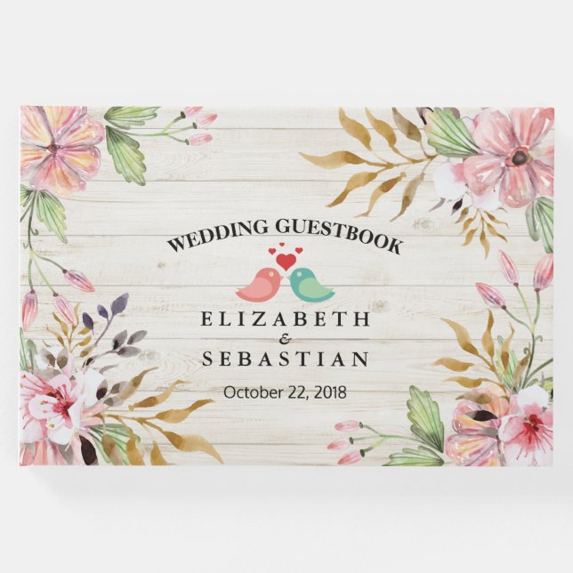 Hochzeitguestbook Wasserfarben Blume Rustikales Ho Gästebuch (Vorderseite)