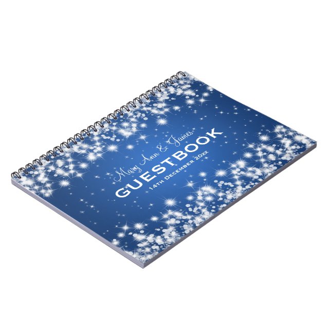 Hochzeitguestbook-Winter-Schein-Blau Notizblock (Linke Seite)