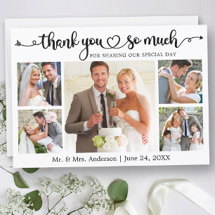Hochzeitkalligrafie Script Heart 5 Foto Dankeskarte