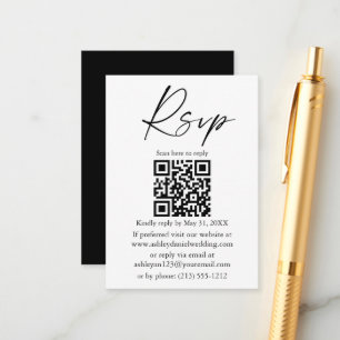 Hochzeitkalligrafie-Tintenschrift QR Black-UAWG Begleitkarte