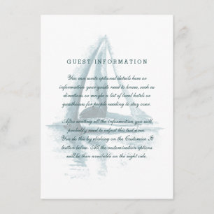 Hochzeitkarte für das Wasserfarbensegelboot Begleitkarte
