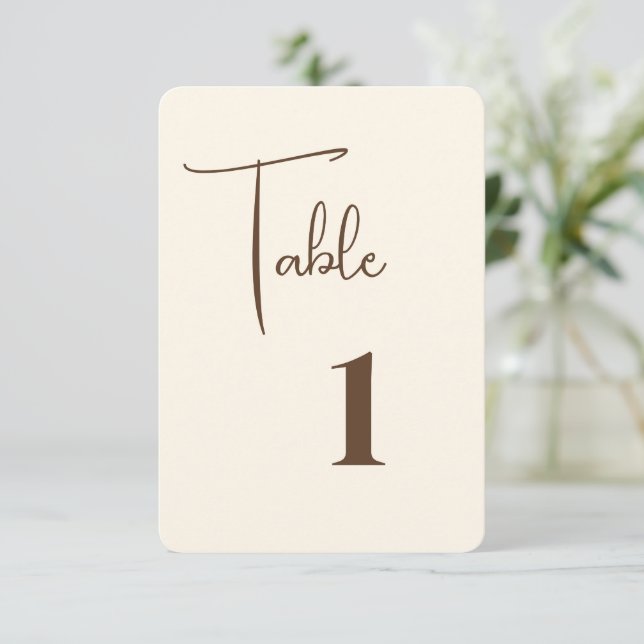 Hochzeitkarte für die Tischnummer (Stehend Vorderseite)