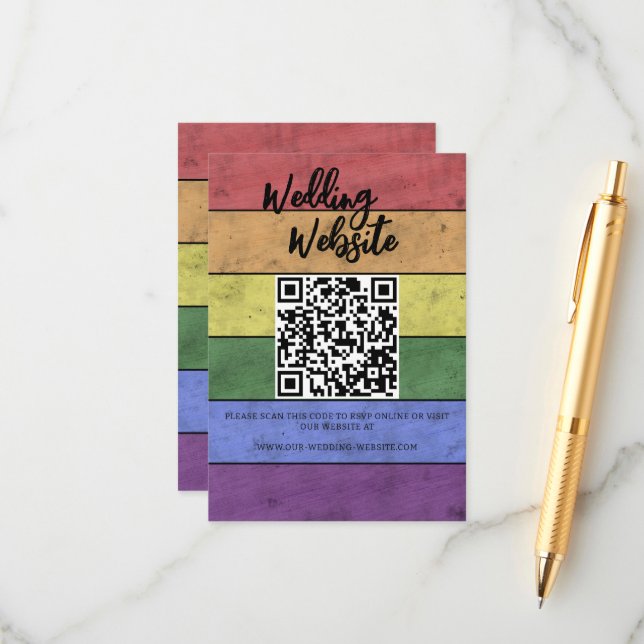 Hochzeitkarte für LGBT-Fahne mit Vintager Einschli Begleitkarte (Vorderseite/Rückseite Beispiel)