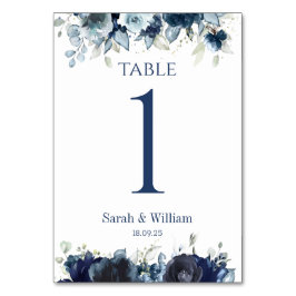 Hochzeitkarte Navy & Dusty Blue Peony Wedding Tisc Tischnummer