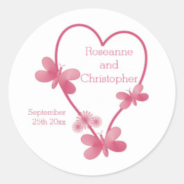 Hochzeitklassische Rundsticker Rosa Herzen Runder Aufkleber