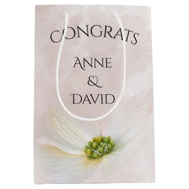 Hochzeitkosmos-Blume auf Rosa Mittlere Geschenktüte (Vorderseite)