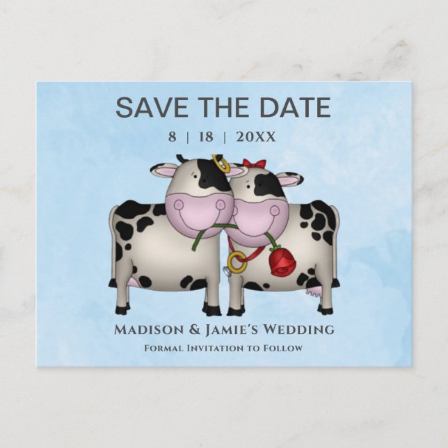 Hochzeitkühe Save the Date Postkarte (Vorderseite)