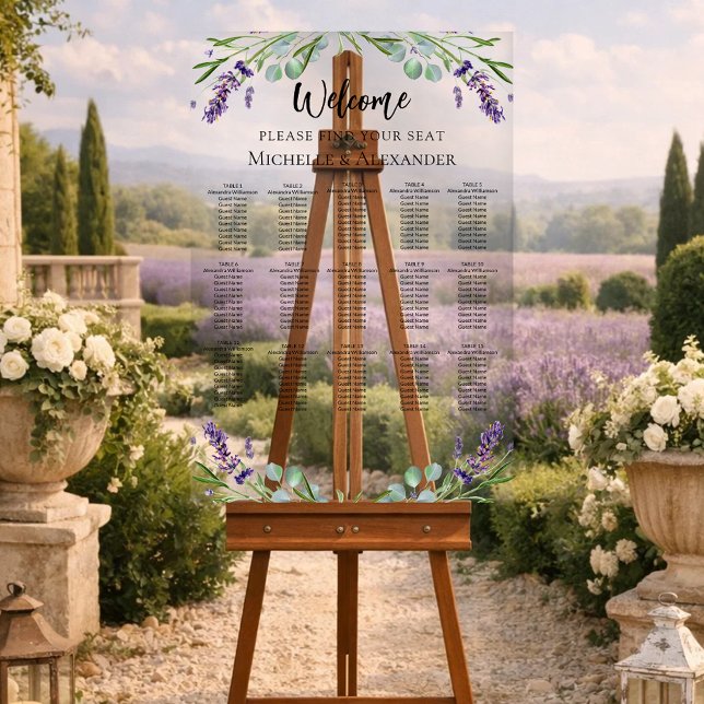 Hochzeitlavender 15 Tische Sitzkarte Acrylschild (Von Creator hochgeladen)