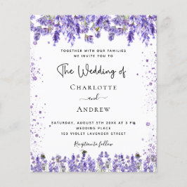 Hochzeitlavender violet Glitzer Einladung Flyer