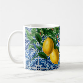 Hochzeitlemons Blue White Tile Summer Monogram Kaffeetasse