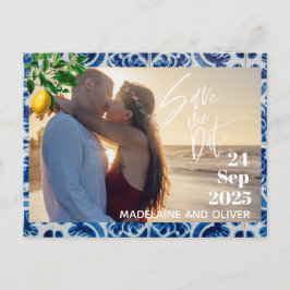 Hochzeitlemons Foto Overlay Modernes Save the Date Ankündigungspostkarte
