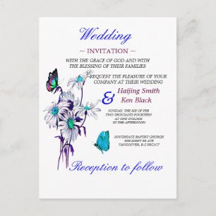 Hochzeitliche Einladung von Schmetterlingen und bl