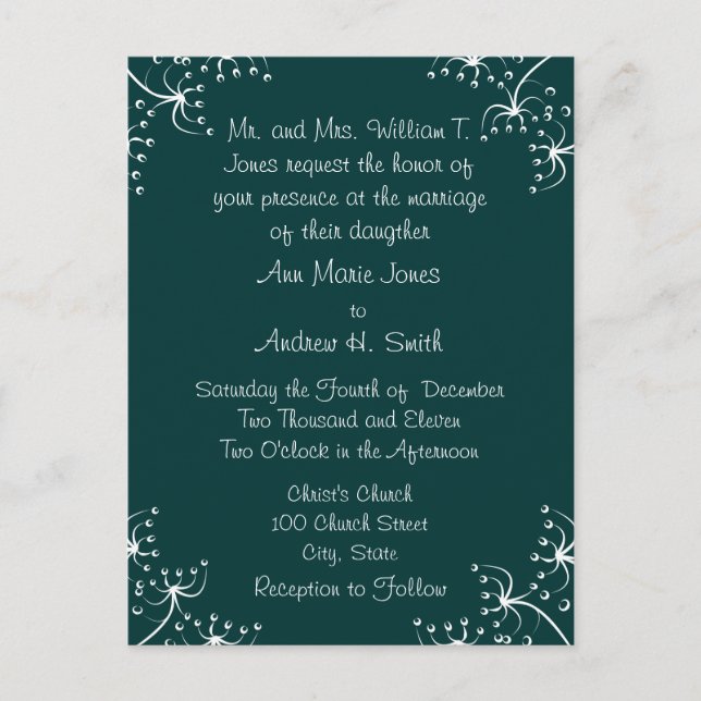 Hochzeitliche Einladung Wild Blume Corners (Vorderseite)