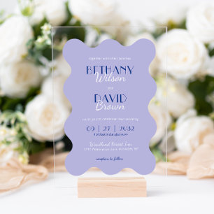 Hochzeitliche Hochzeit des Blue Lavender Wave Scal Acryleinladungen