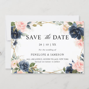 Hochzeitliche Hochzeit mit roter Blüte Save The Date