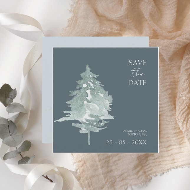 Hochzeitliche Hochzeit von Aquarellwäldern Save The Date (Von Creator hochgeladen)