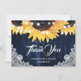 Hochzeitliche Hochzeit von Navy Blue Sunflower Woo Dankeskarte