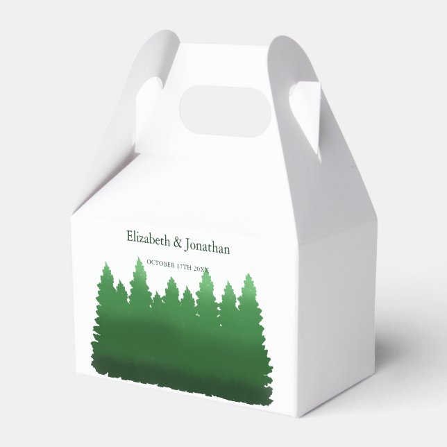 Hochzeitliche Hochzeit von Watercolor-Pinien Geschenkschachtel (Vorderseite)