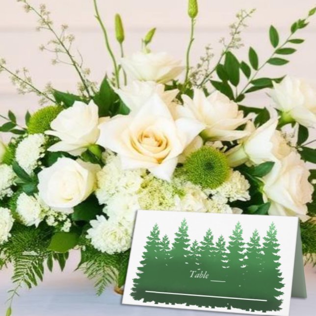 Hochzeitliche Hochzeit von Watercolor-Pinien Platzkarte (Von Creator hochgeladen)