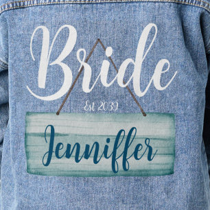 Hochzeitliche Küstenbride Rustikale Monogramm Jeansjacke