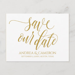 Hochzeitliche moderne Typografie Rett-the-Date   G Ankündigungspostkarte