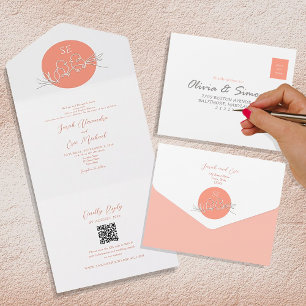 Hochzeitliche Pfirsichfeige All In One Einladung