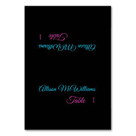 Hochzeitliche Platzkarten - Blau und Rosa- Tischnummer