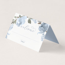 Hochzeitliche Platzkarten Dusty Blue Soft Watercol