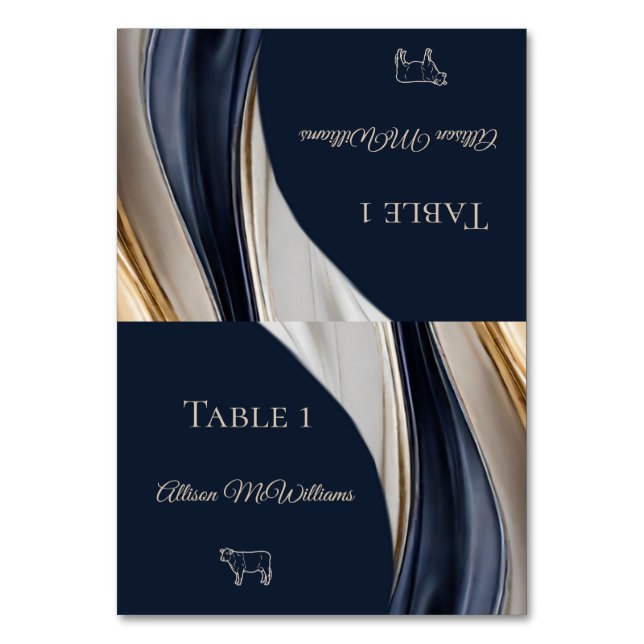 Hochzeitliche Platzkarten - Meat Icon-Blue Tischnummer (Vorderseite)