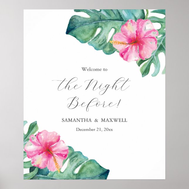 Hochzeitliche Probe Abendessen Anzeichen Hibiskus  Poster (Vorne)