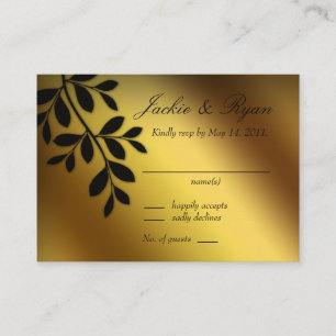 Hochzeitliche Reply-Card-Gold-Blätter Begleitkarte