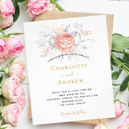 Hochzeitliche Rose Gold Blumen Silber Einladung Flyer