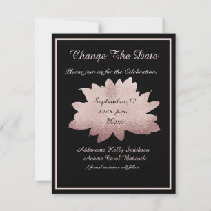 Hochzeitliche Rose Gold Floral Moderner Schwarzer  Save The Date