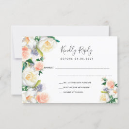 Hochzeitliche Rose Goldblütenfloralen Weiße UAWG RSVP Karte